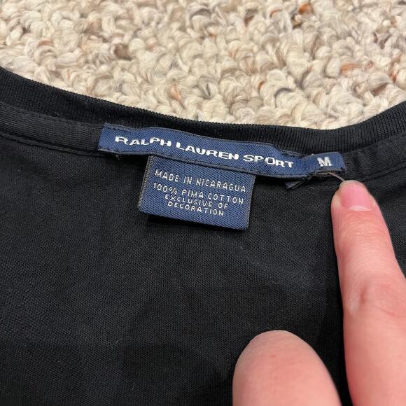 Ralph Lauren Sport Long Sleeve Black Tee Sz XS Pima Cotton Basic Capsule Preppy - Picture 2 of 5